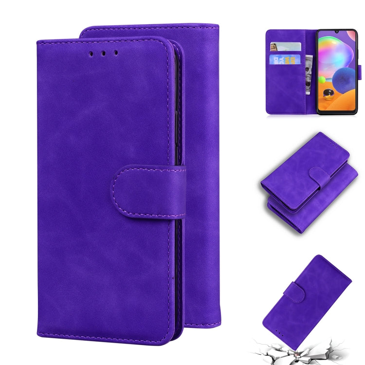 For Samsung Galaxy A31 Skin Feel Pure Color Flip Leather Phone Case
