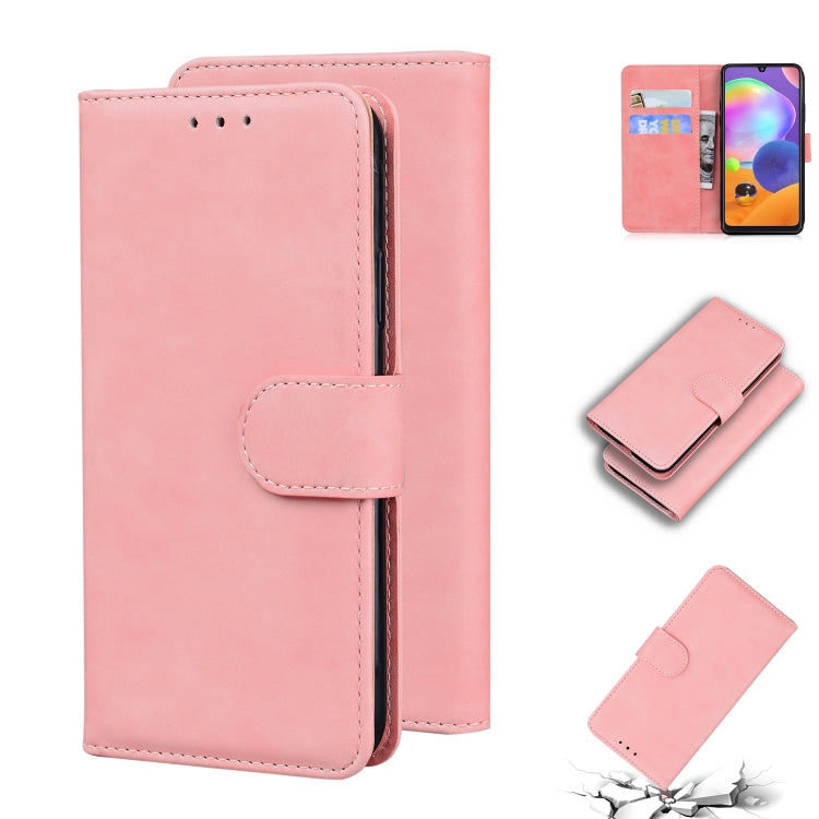 For Samsung Galaxy A31 Skin Feel Pure Color Flip Leather Phone Case