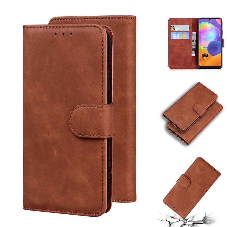 For Samsung Galaxy A31 Skin Feel Pure Color Flip Leather Phone Case
