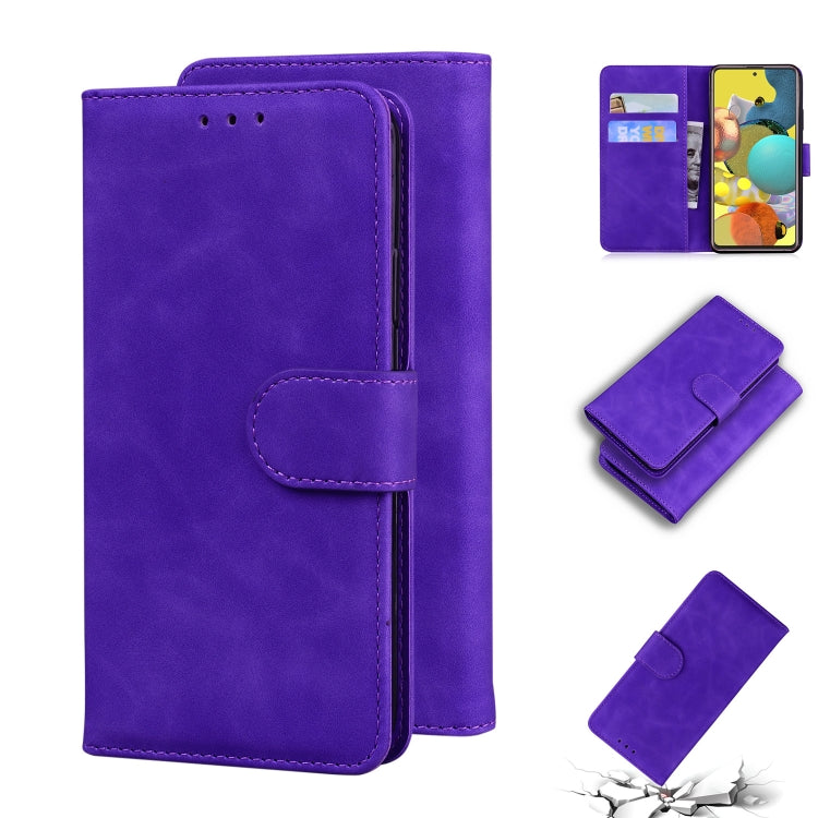 For Samsung Galaxy A51 5G Skin Feel Pure Color Flip Leather Phone Case