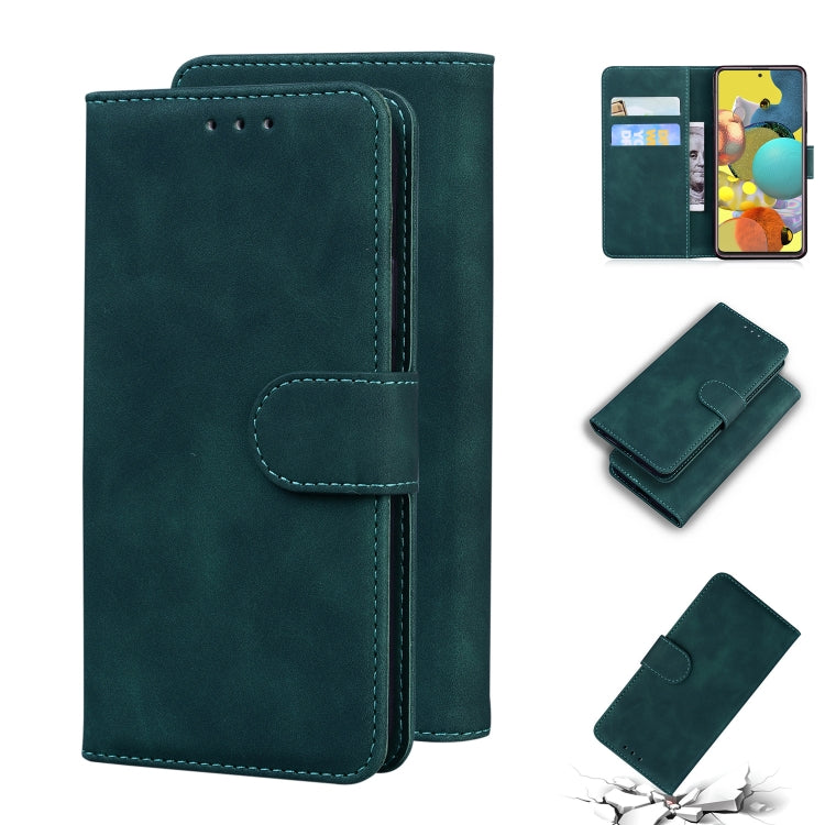 For Samsung Galaxy A51 5G Skin Feel Pure Color Flip Leather Phone Case