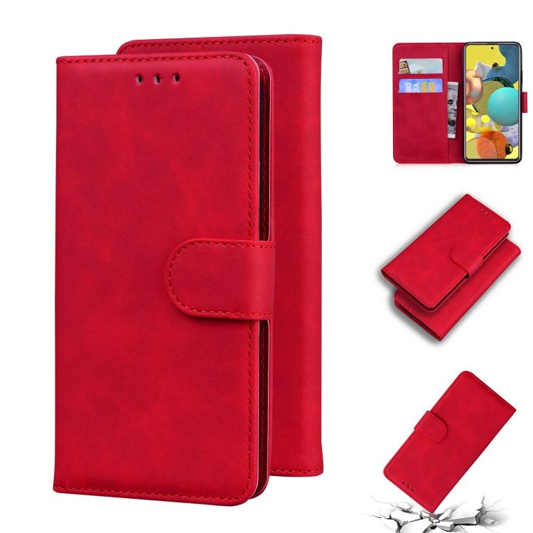 For Samsung Galaxy A71 5G Skin Feel Pure Color Flip Leather Phone Case