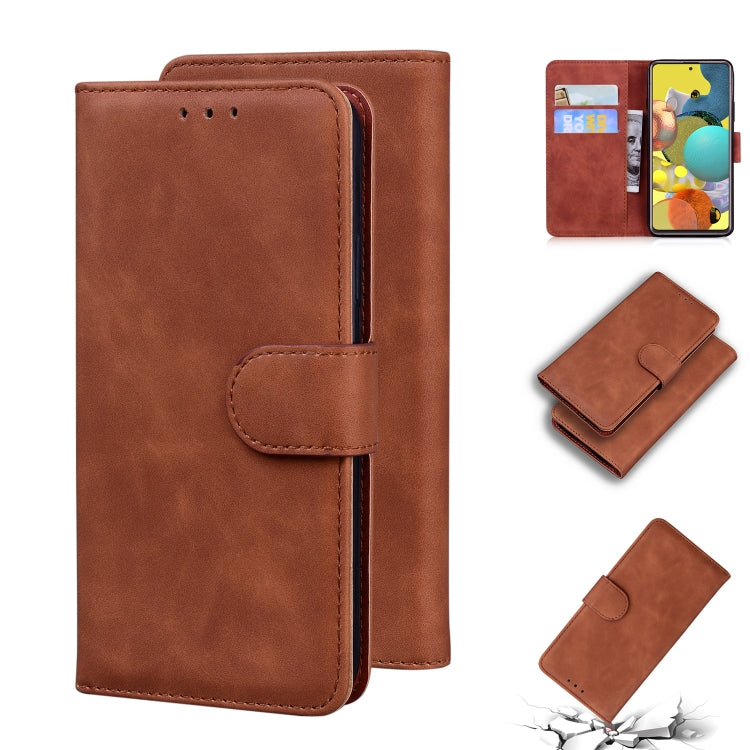 For Samsung Galaxy A71 5G Skin Feel Pure Color Flip Leather Phone Case