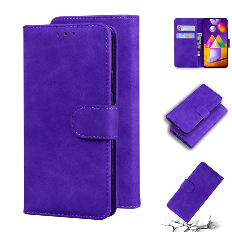 For Samsung Galaxy M31s Skin Feel Pure Color Flip Leather Phone Case