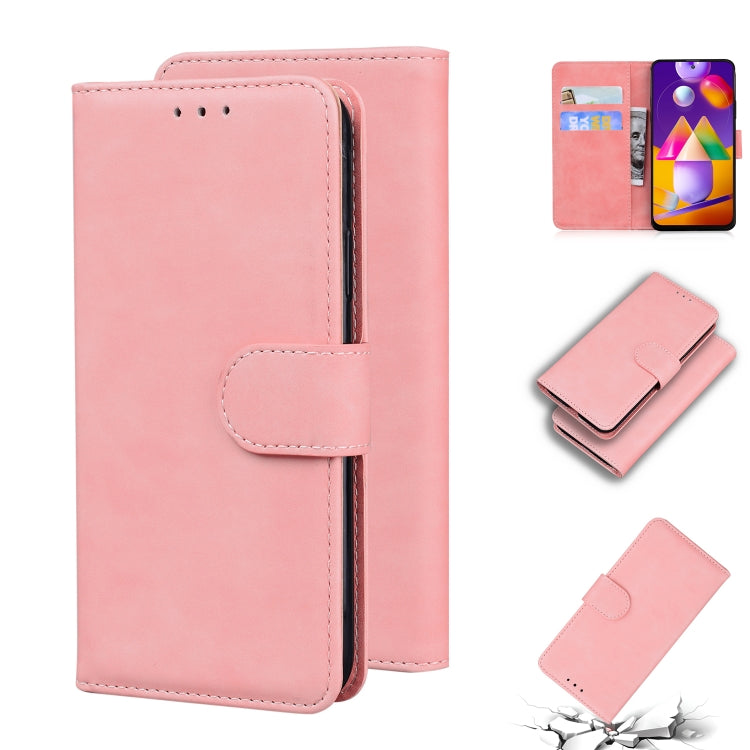 For Samsung Galaxy M31s Skin Feel Pure Color Flip Leather Phone Case