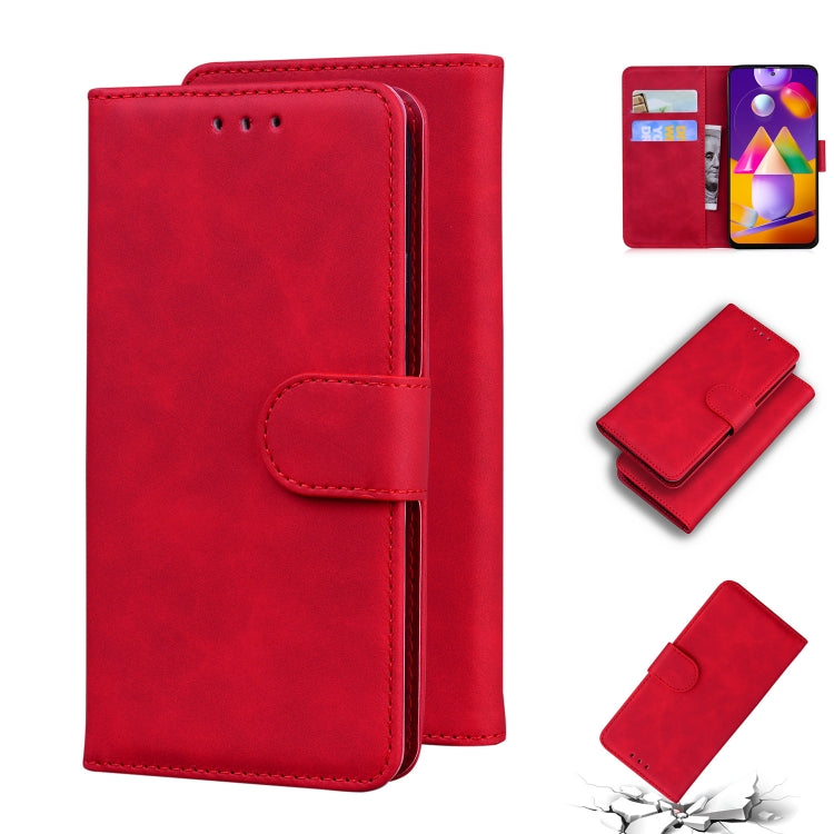 For Samsung Galaxy M31s Skin Feel Pure Color Flip Leather Phone Case