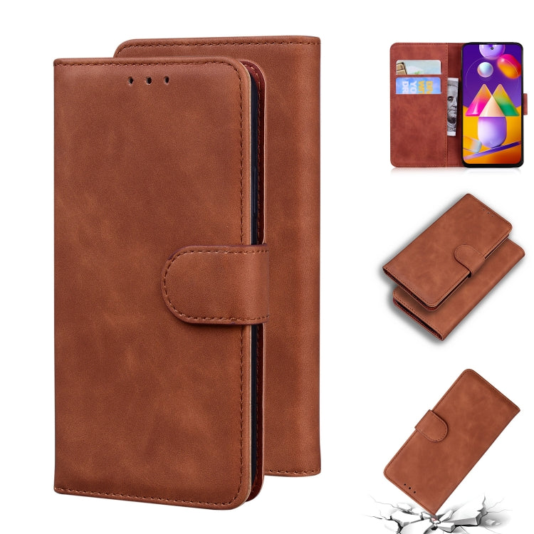 For Samsung Galaxy M31s Skin Feel Pure Color Flip Leather Phone Case