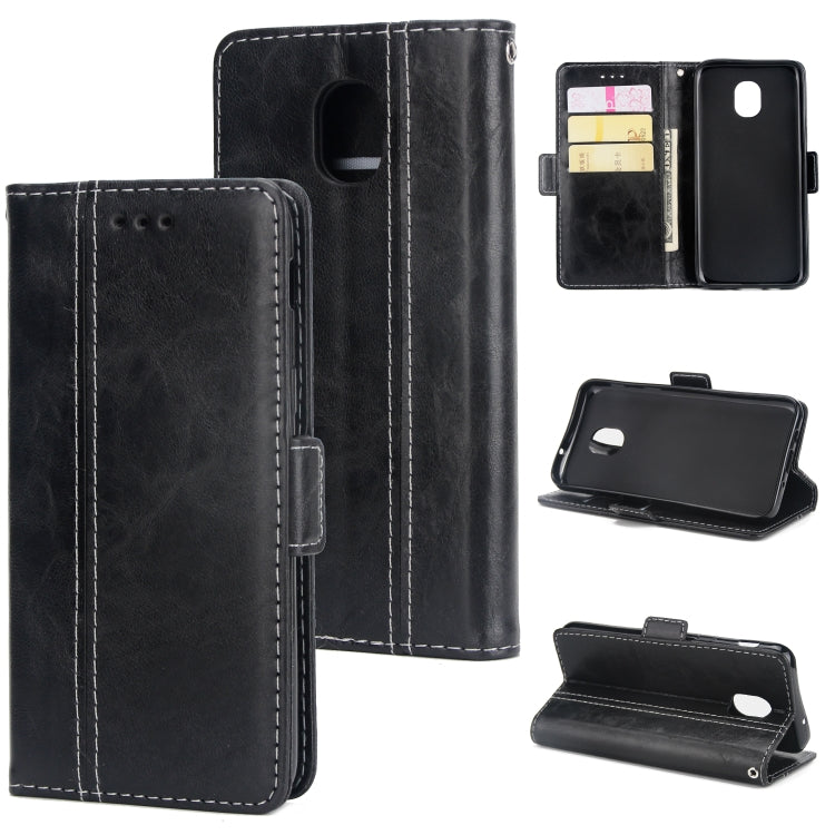 For Galaxy J3 / J7 (2018) Retro Texture Contrast Color Splicing Horizontal Flip TPU + PU Leather Case with Card Slots & Holder & Wallet