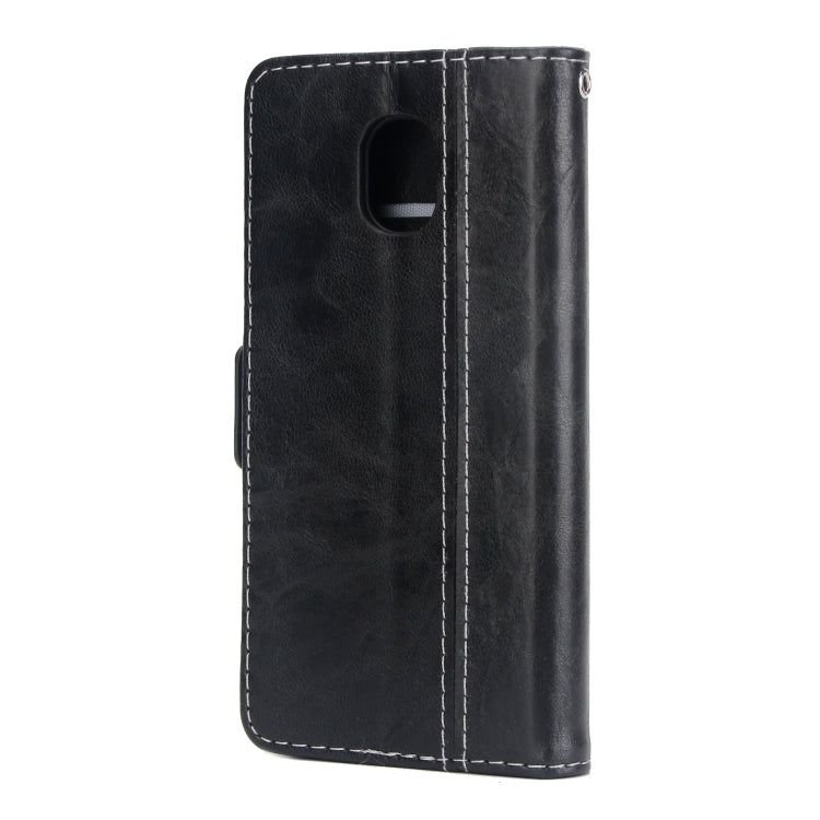 For Galaxy J3 / J7 (2018) Retro Texture Contrast Color Splicing Horizontal Flip TPU + PU Leather Case with Card Slots & Holder & Wallet