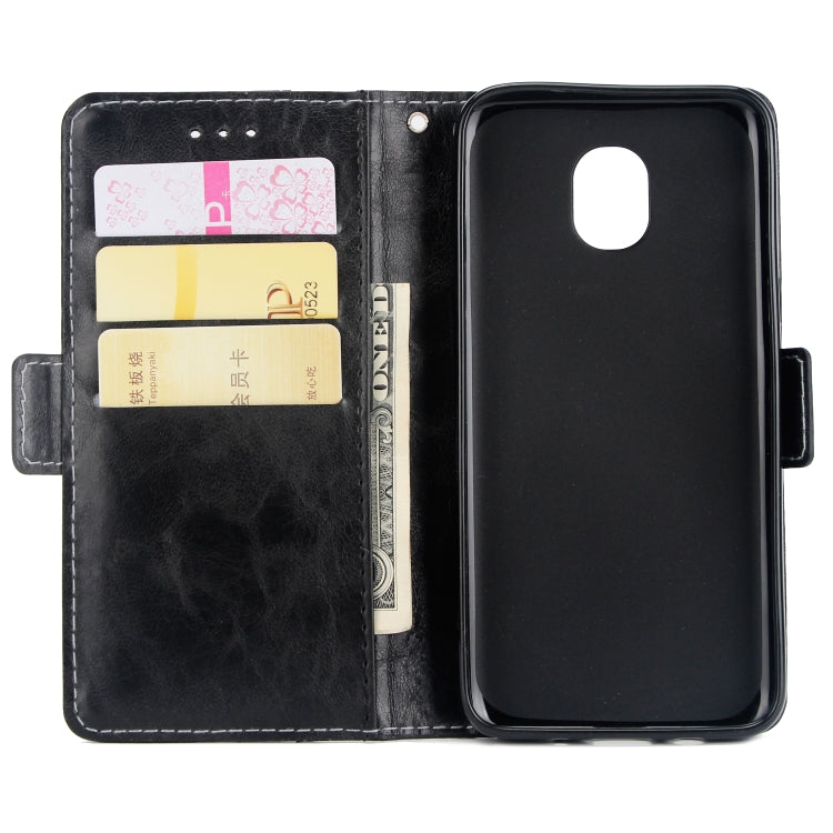 For Galaxy J3 / J7 (2018) Retro Texture Contrast Color Splicing Horizontal Flip TPU + PU Leather Case with Card Slots & Holder & Wallet