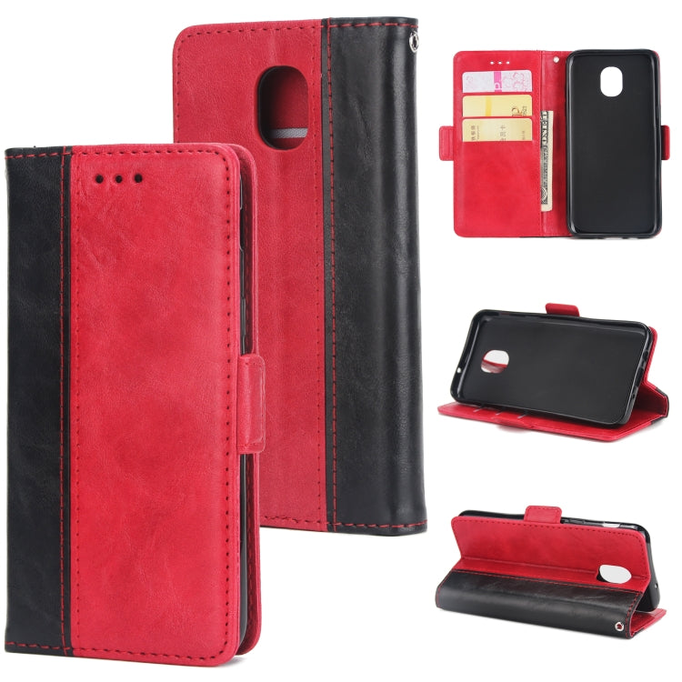 For Galaxy J3 / J7 (2018) Retro Texture Contrast Color Splicing Horizontal Flip TPU + PU Leather Case with Card Slots & Holder & Wallet