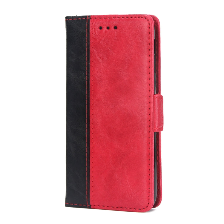 For Galaxy J3 / J7 (2018) Retro Texture Contrast Color Splicing Horizontal Flip TPU + PU Leather Case with Card Slots & Holder & Wallet