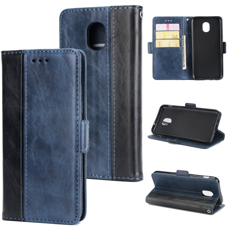 For Galaxy J3 / J7 (2018) Retro Texture Contrast Color Splicing Horizontal Flip TPU + PU Leather Case with Card Slots & Holder & Wallet