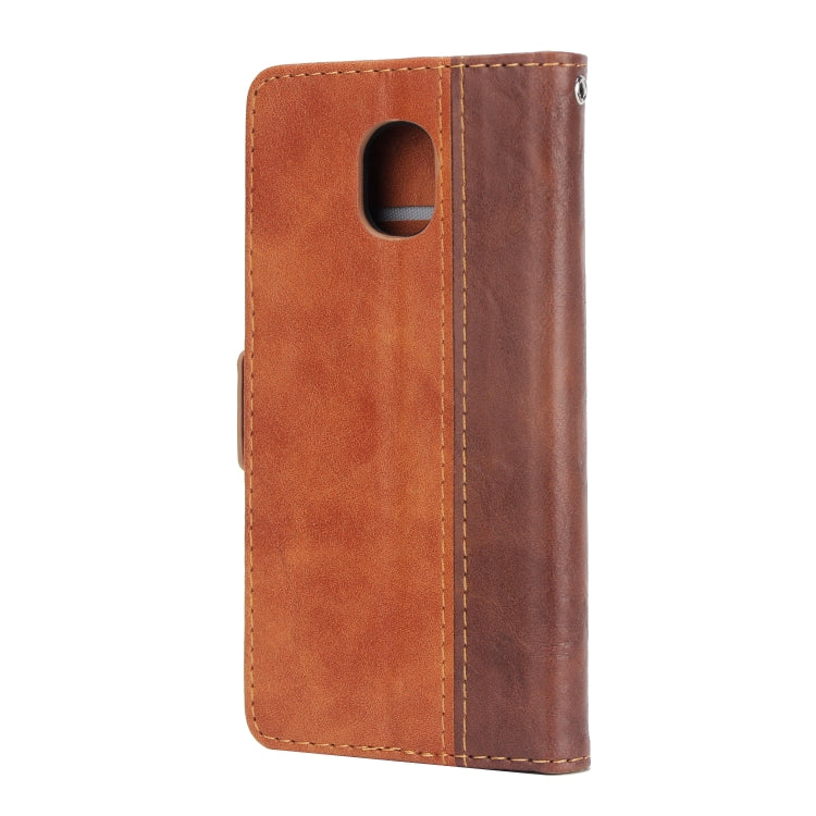 For Galaxy J3 / J7 (2018) Retro Texture Contrast Color Splicing Horizontal Flip TPU + PU Leather Case with Card Slots & Holder & Wallet