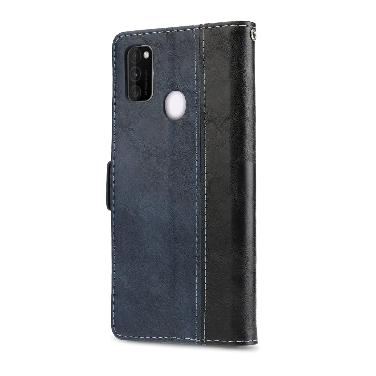 For Galaxy M30s Retro Texture Contrast Color Splicing Horizontal Flip TPU + PU Leather Case with Card Slots & Holder & Wallet