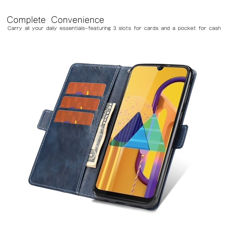 For Galaxy M30s Retro Texture Contrast Color Splicing Horizontal Flip TPU + PU Leather Case with Card Slots & Holder & Wallet