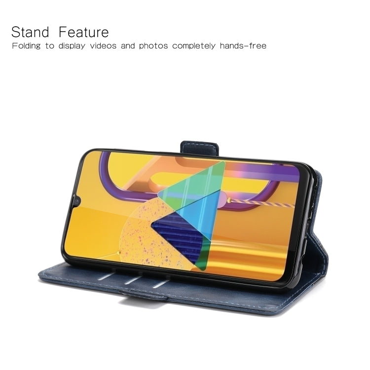 For Galaxy M30s Retro Texture Contrast Color Splicing Horizontal Flip TPU + PU Leather Case with Card Slots & Holder & Wallet