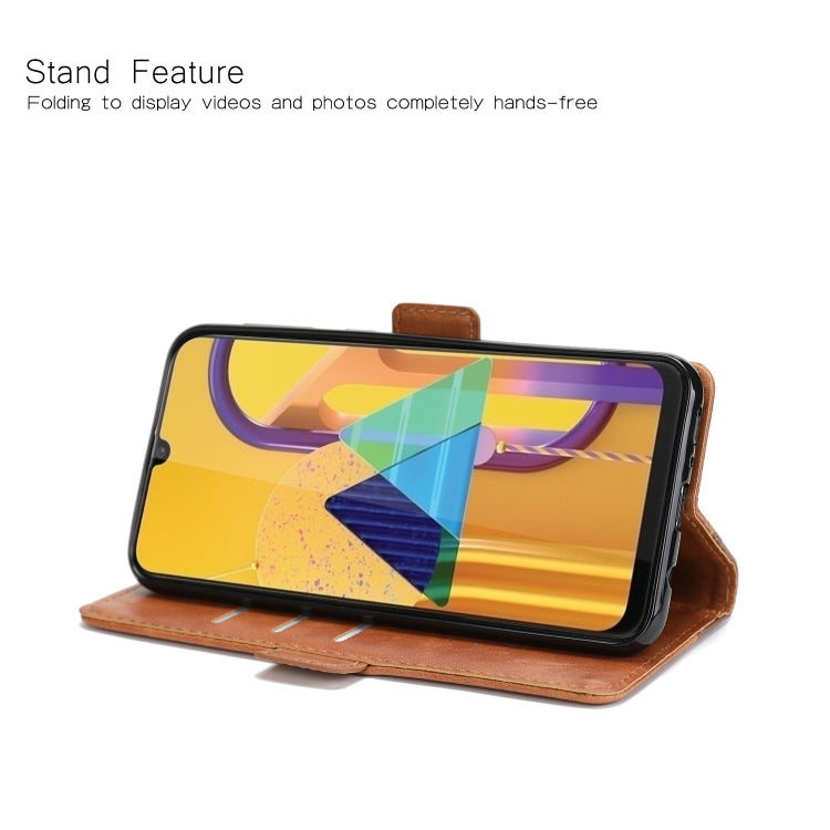 For Galaxy M30s Retro Texture Contrast Color Splicing Horizontal Flip TPU + PU Leather Case with Card Slots & Holder & Wallet