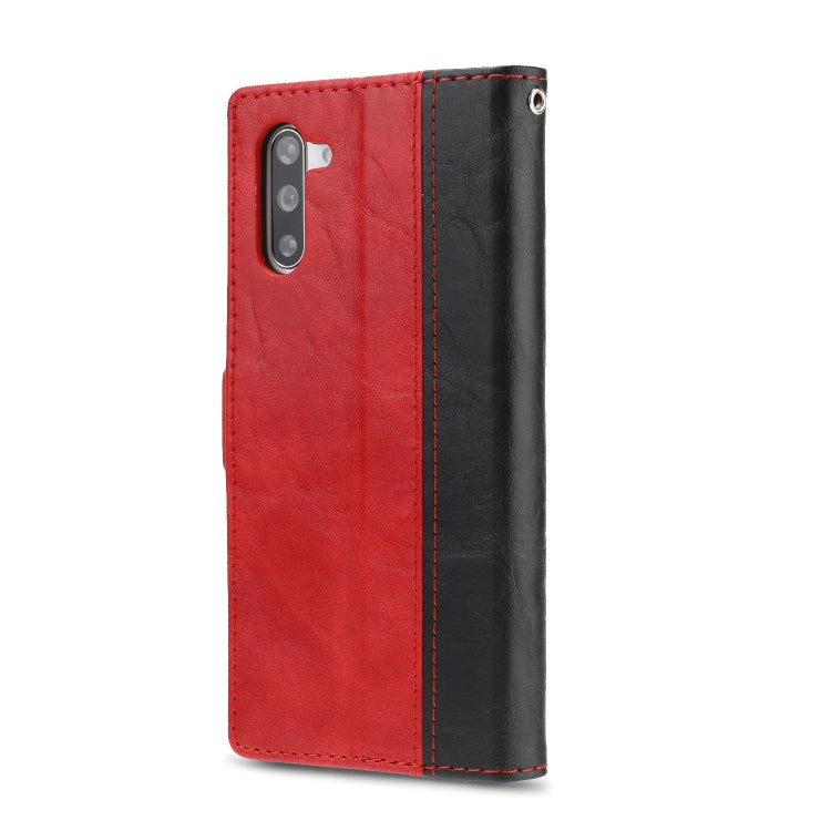 For Galaxy Note10 Retro Texture Contrast Color Splicing Horizontal Flip TPU + PU Leather Case with Card Slots & Holder & Wallet