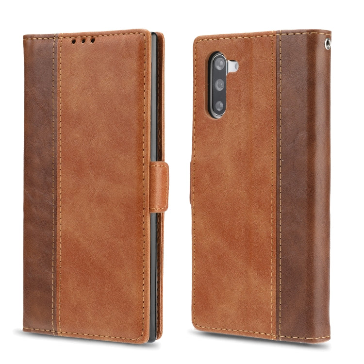 For Galaxy Note10 Retro Texture Contrast Color Splicing Horizontal Flip TPU + PU Leather Case with Card Slots & Holder & Wallet