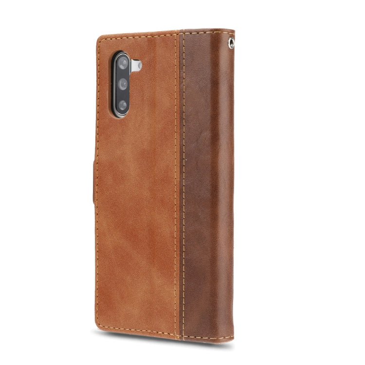 For Galaxy Note10 Retro Texture Contrast Color Splicing Horizontal Flip TPU + PU Leather Case with Card Slots & Holder & Wallet
