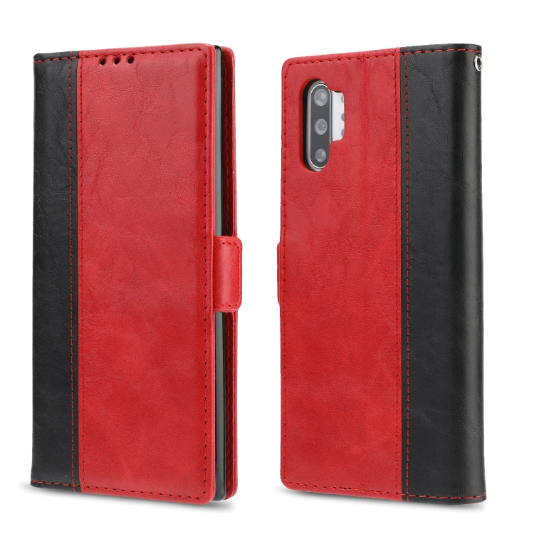 For Galaxy Note10+ Retro Texture Contrast Color Splicing Horizontal Flip TPU + PU Leather Case with Card Slots & Holder & Wallet