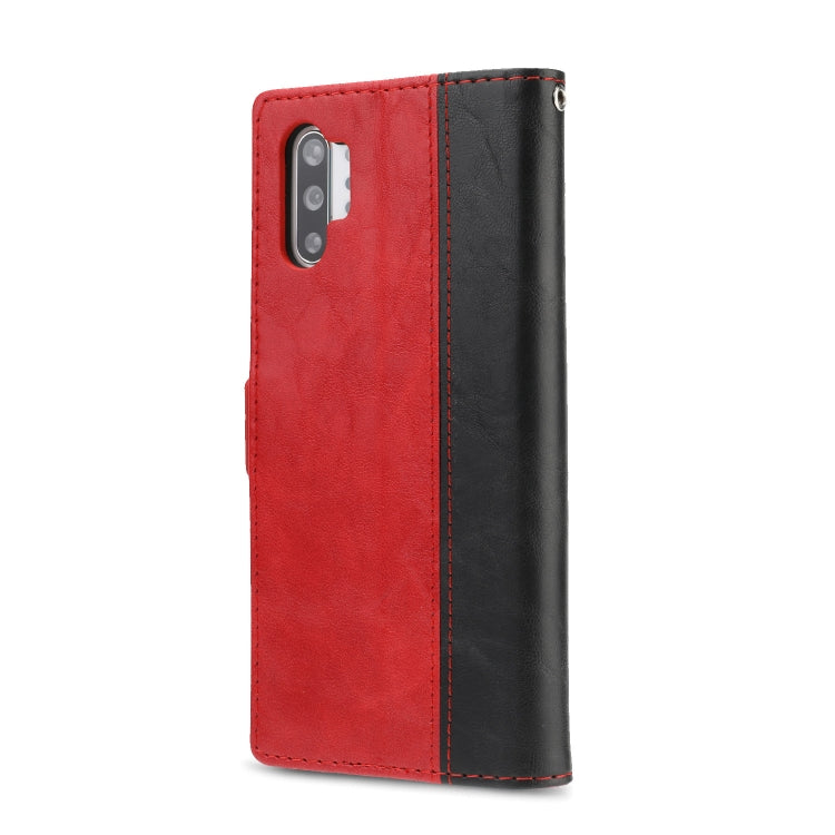 For Galaxy Note10+ Retro Texture Contrast Color Splicing Horizontal Flip TPU + PU Leather Case with Card Slots & Holder & Wallet