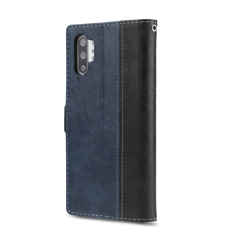 For Galaxy Note10+ Retro Texture Contrast Color Splicing Horizontal Flip TPU + PU Leather Case with Card Slots & Holder & Wallet