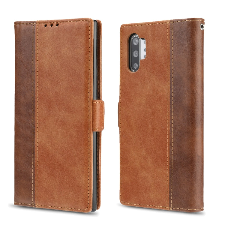 For Galaxy Note10+ Retro Texture Contrast Color Splicing Horizontal Flip TPU + PU Leather Case with Card Slots & Holder & Wallet