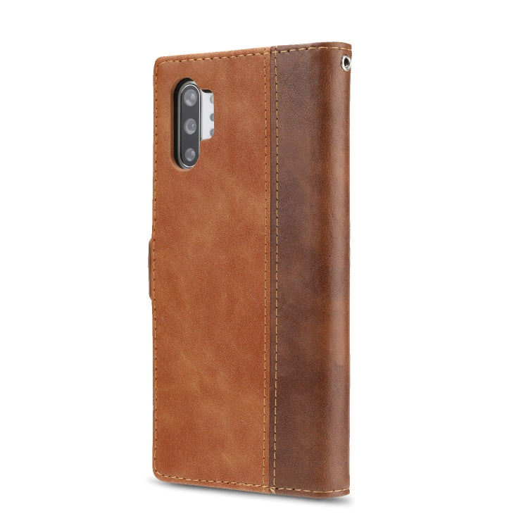 For Galaxy Note10+ Retro Texture Contrast Color Splicing Horizontal Flip TPU + PU Leather Case with Card Slots & Holder & Wallet