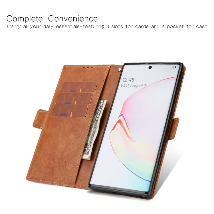 For Galaxy Note10+ Retro Texture Contrast Color Splicing Horizontal Flip TPU + PU Leather Case with Card Slots & Holder & Wallet