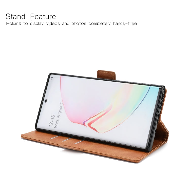 For Galaxy Note10+ Retro Texture Contrast Color Splicing Horizontal Flip TPU + PU Leather Case with Card Slots & Holder & Wallet