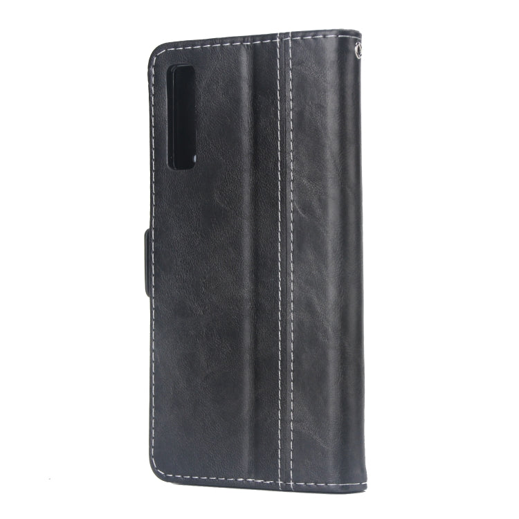 For Galaxy A7 (2018) Retro Texture Contrast Color Splicing Horizontal Flip TPU + PU Leather Case with Card Slots & Holder & Wallet
