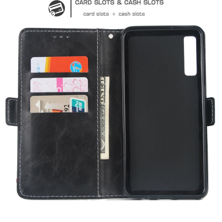 For Galaxy A7 (2018) Retro Texture Contrast Color Splicing Horizontal Flip TPU + PU Leather Case with Card Slots & Holder & Wallet