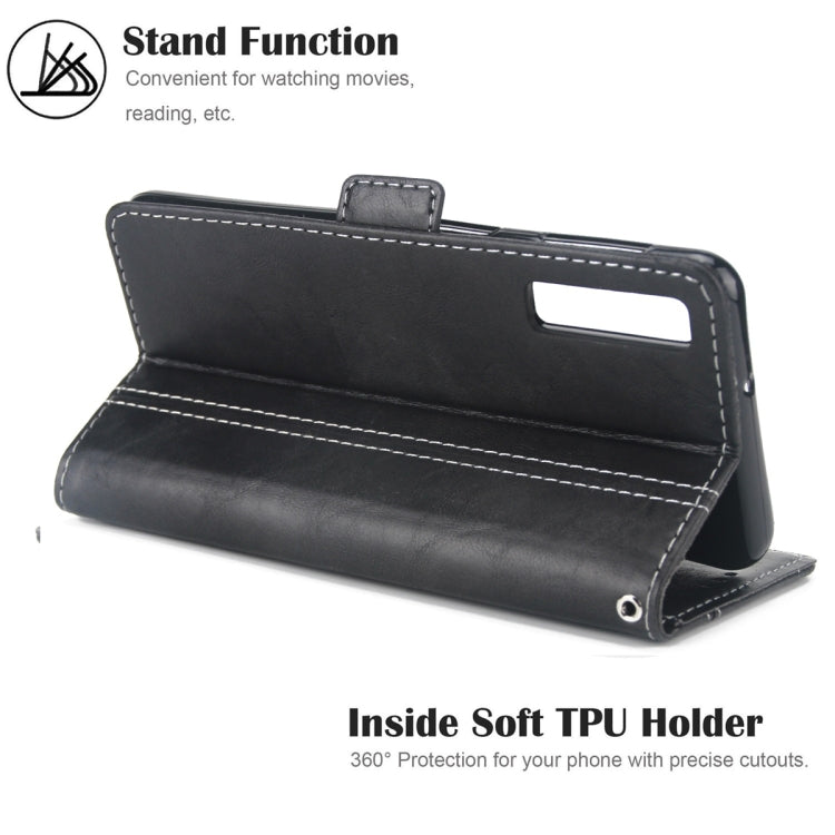 For Galaxy A7 (2018) Retro Texture Contrast Color Splicing Horizontal Flip TPU + PU Leather Case with Card Slots & Holder & Wallet