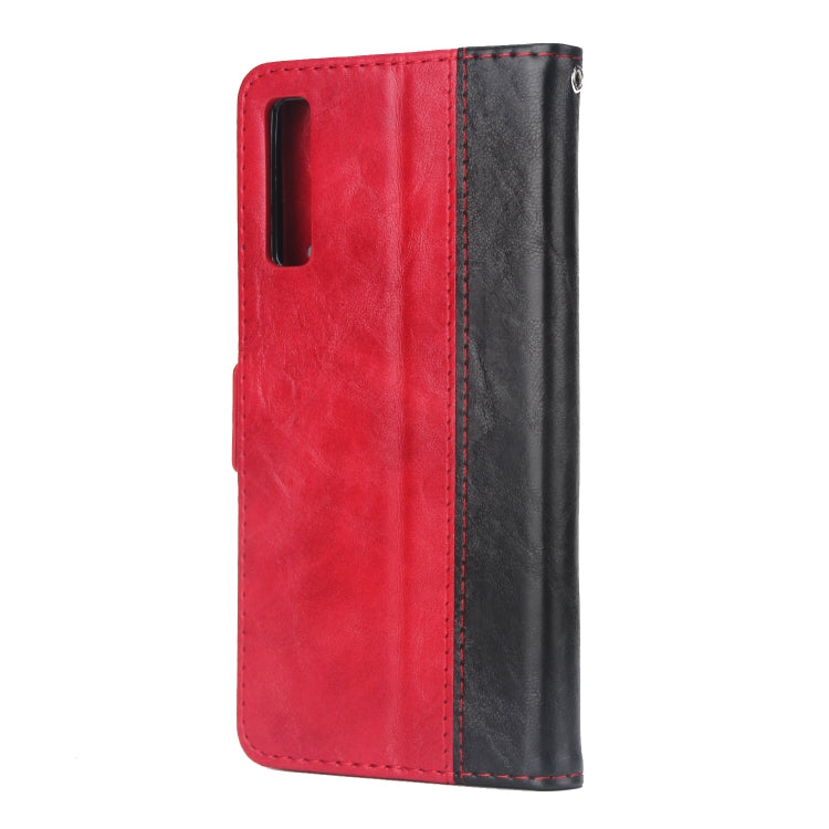 For Galaxy A7 (2018) Retro Texture Contrast Color Splicing Horizontal Flip TPU + PU Leather Case with Card Slots & Holder & Wallet