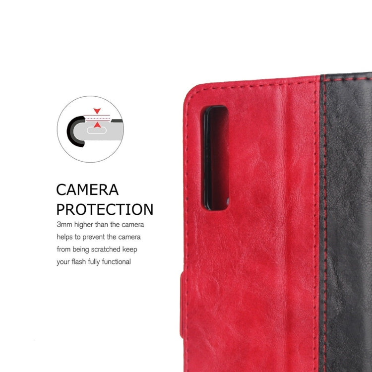 For Galaxy A7 (2018) Retro Texture Contrast Color Splicing Horizontal Flip TPU + PU Leather Case with Card Slots & Holder & Wallet