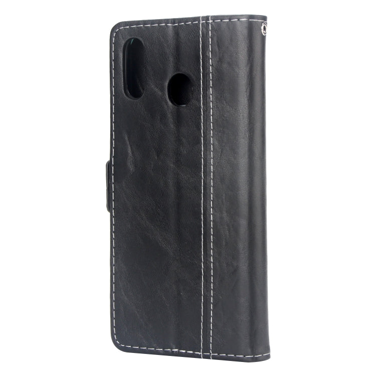 For Galaxy A30 Retro Texture Contrast Color Splicing Horizontal Flip TPU + PU Leather Case with Card Slots & Holder & Wallet