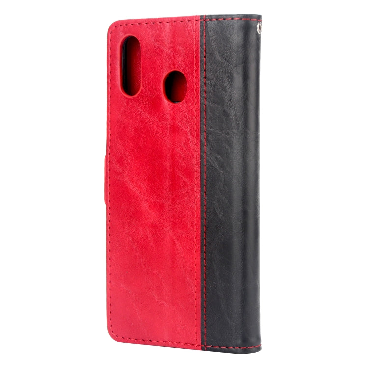 For Galaxy A30 Retro Texture Contrast Color Splicing Horizontal Flip TPU + PU Leather Case with Card Slots & Holder & Wallet
