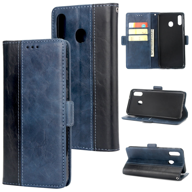 For Galaxy A30 Retro Texture Contrast Color Splicing Horizontal Flip TPU + PU Leather Case with Card Slots & Holder & Wallet