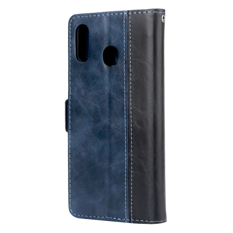 For Galaxy A30 Retro Texture Contrast Color Splicing Horizontal Flip TPU + PU Leather Case with Card Slots & Holder & Wallet