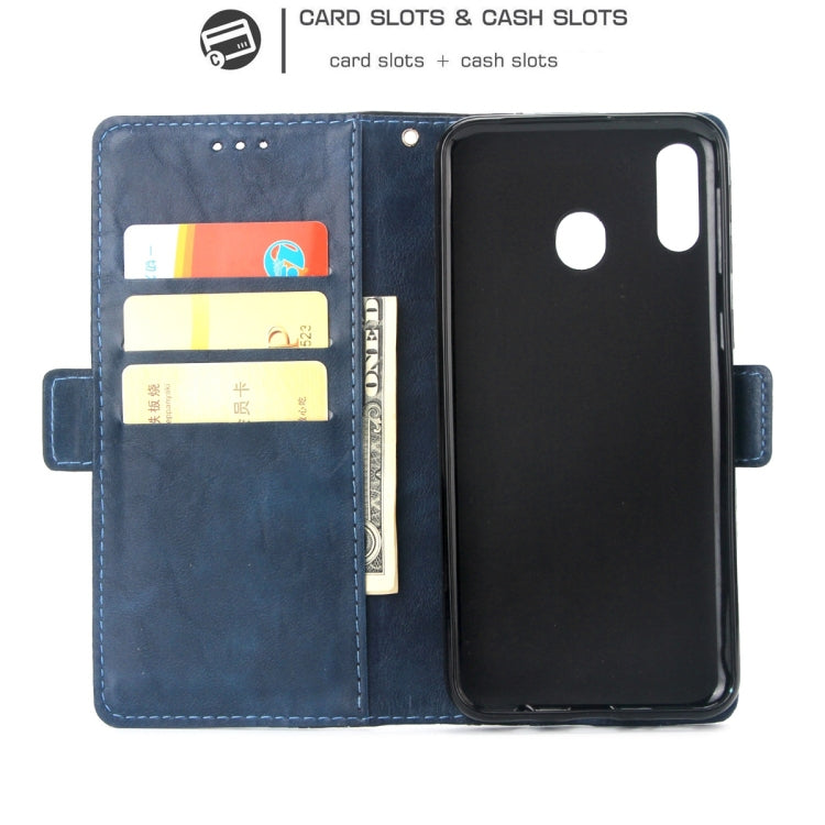 For Galaxy A30 Retro Texture Contrast Color Splicing Horizontal Flip TPU + PU Leather Case with Card Slots & Holder & Wallet