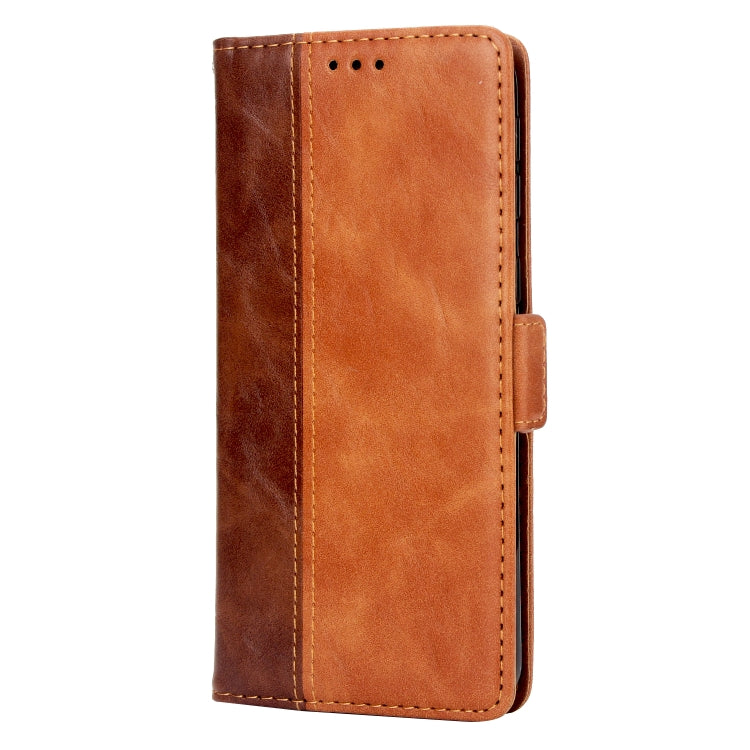 For Galaxy A30 Retro Texture Contrast Color Splicing Horizontal Flip TPU + PU Leather Case with Card Slots & Holder & Wallet