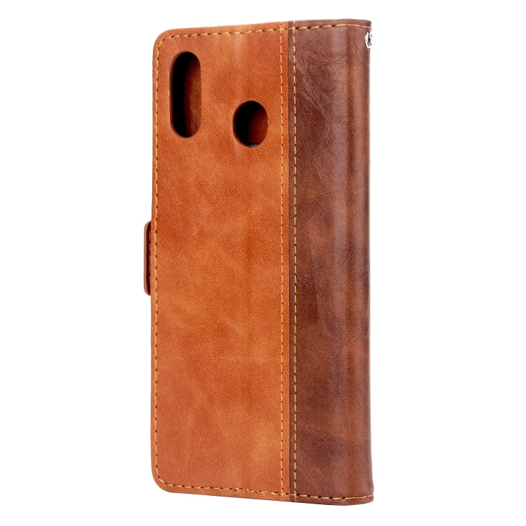 For Galaxy A30 Retro Texture Contrast Color Splicing Horizontal Flip TPU + PU Leather Case with Card Slots & Holder & Wallet