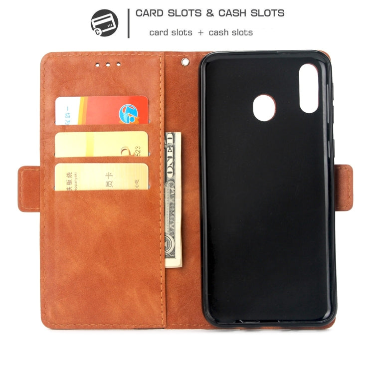 For Galaxy A30 Retro Texture Contrast Color Splicing Horizontal Flip TPU + PU Leather Case with Card Slots & Holder & Wallet