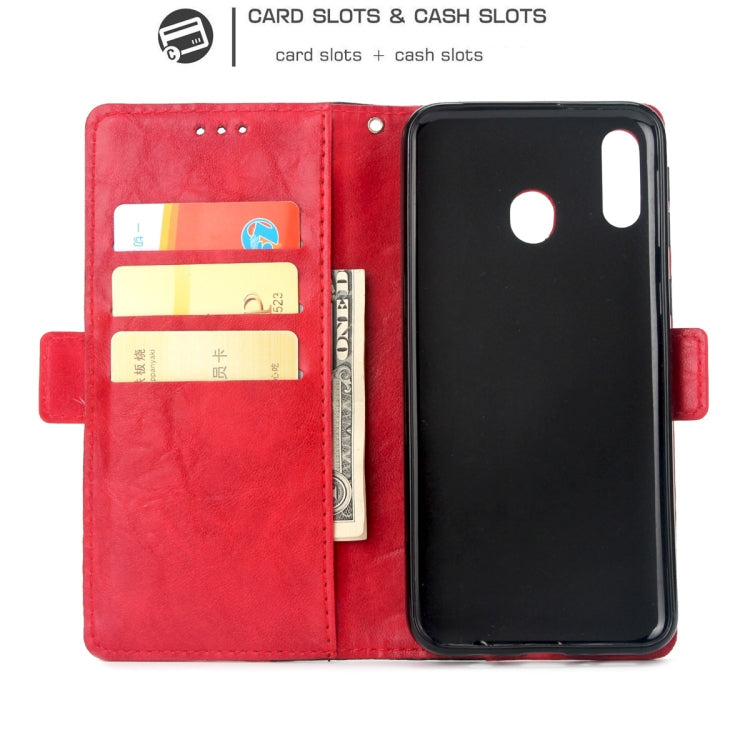 For Galaxy A50 Retro Texture Contrast Color Splicing Horizontal Flip TPU + PU Leather Case with Card Slots & Holder & Wallet