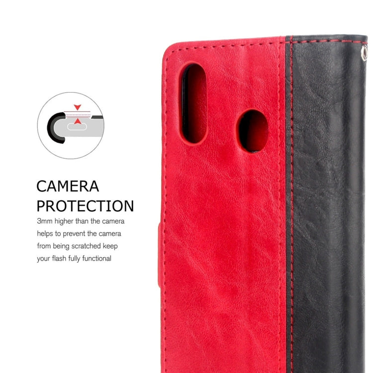 For Galaxy A50 Retro Texture Contrast Color Splicing Horizontal Flip TPU + PU Leather Case with Card Slots & Holder & Wallet