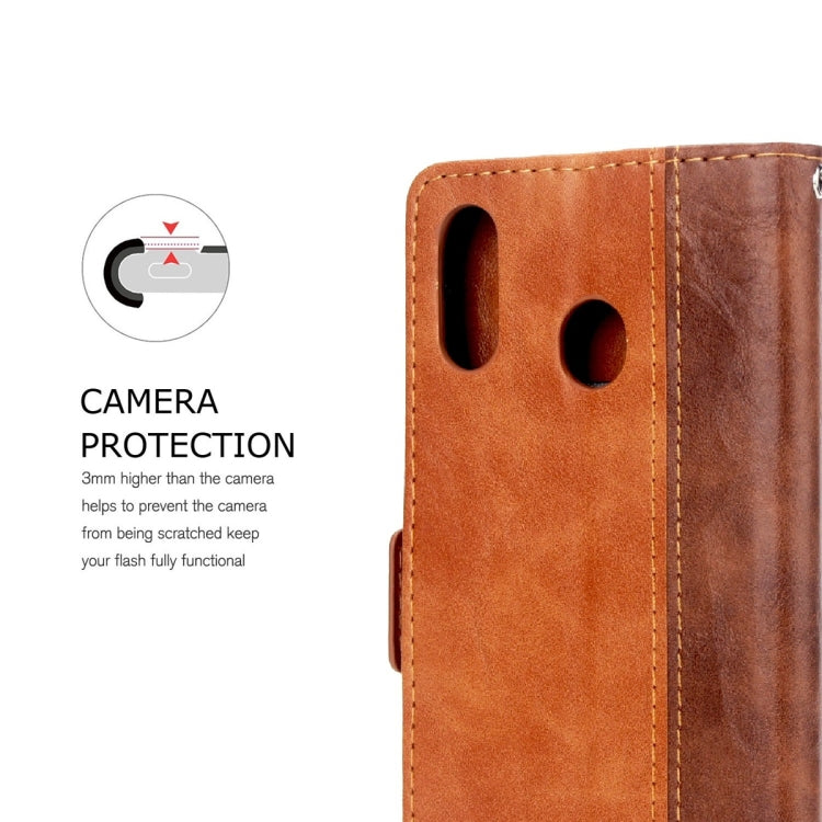For Galaxy A50 Retro Texture Contrast Color Splicing Horizontal Flip TPU + PU Leather Case with Card Slots & Holder & Wallet