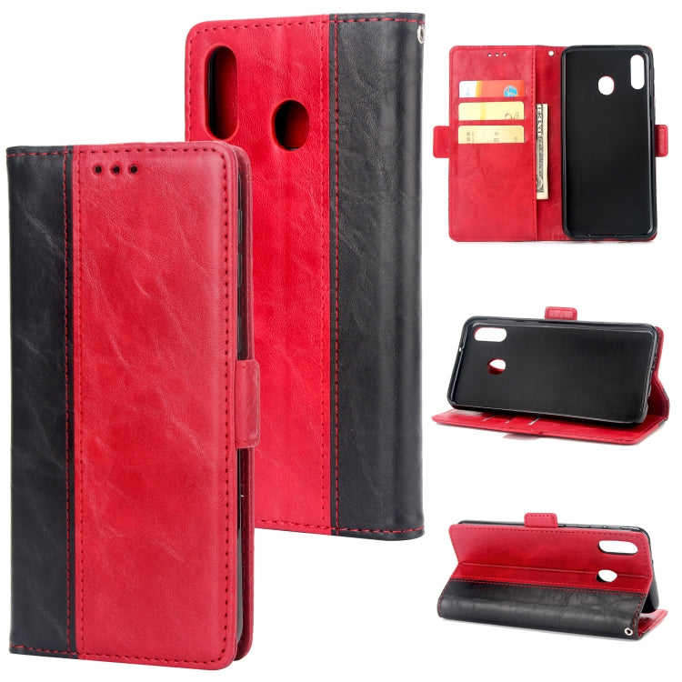 For Galaxy M20 Retro Texture Contrast Color Splicing Horizontal Flip TPU + PU Leather Case with Card Slots & Holder & Wallet
