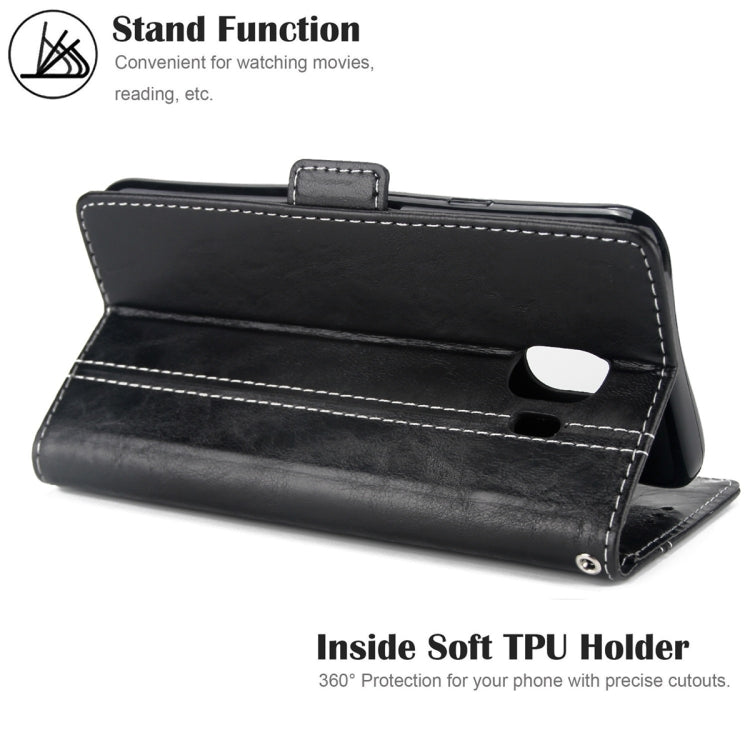 For Galaxy J4 (2018) Retro Texture Contrast Color Splicing Horizontal Flip TPU + PU Leather Case with Card Slots & Holder & Wallet